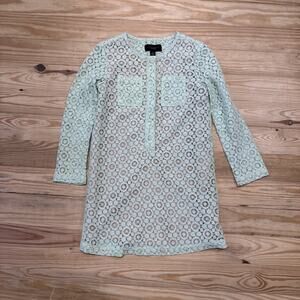 Victoria Beckham Mint Lace Girls Lined Green Dress Long Sleeve Size Small
